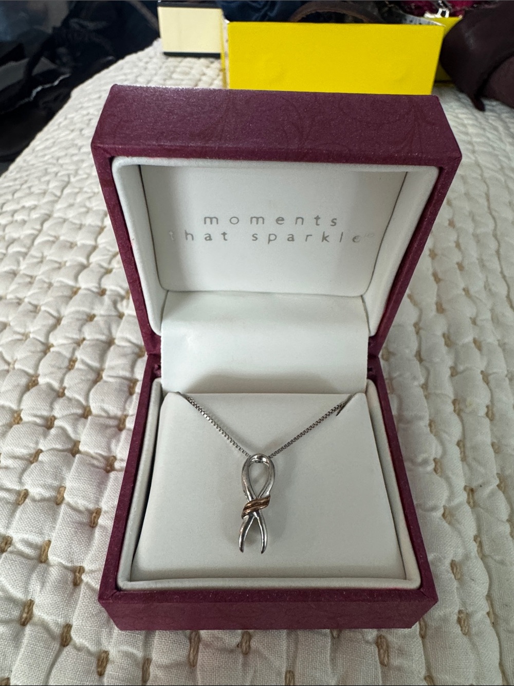 Helzberg Diamonds Silver Ribbon Pendant with Gold Accent